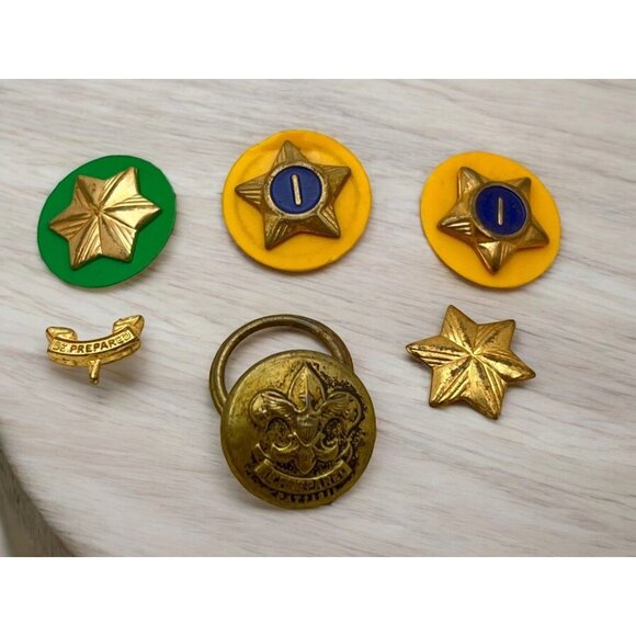 Vintage Boy Scouts Of America Pins & Button Lot of 6 Service Years Be Prepared - Picture 1 of 10